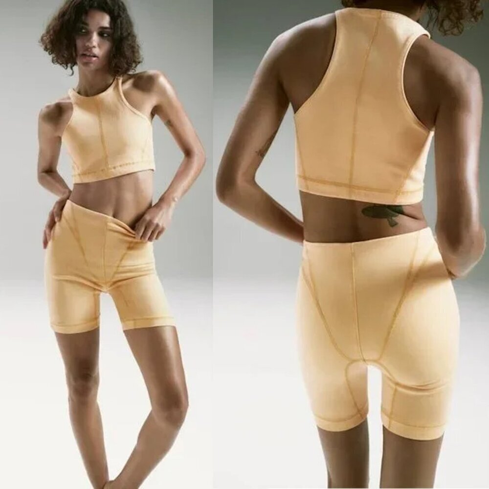 New Zara Denim Cycling Bike Yellow Shorts Size XS